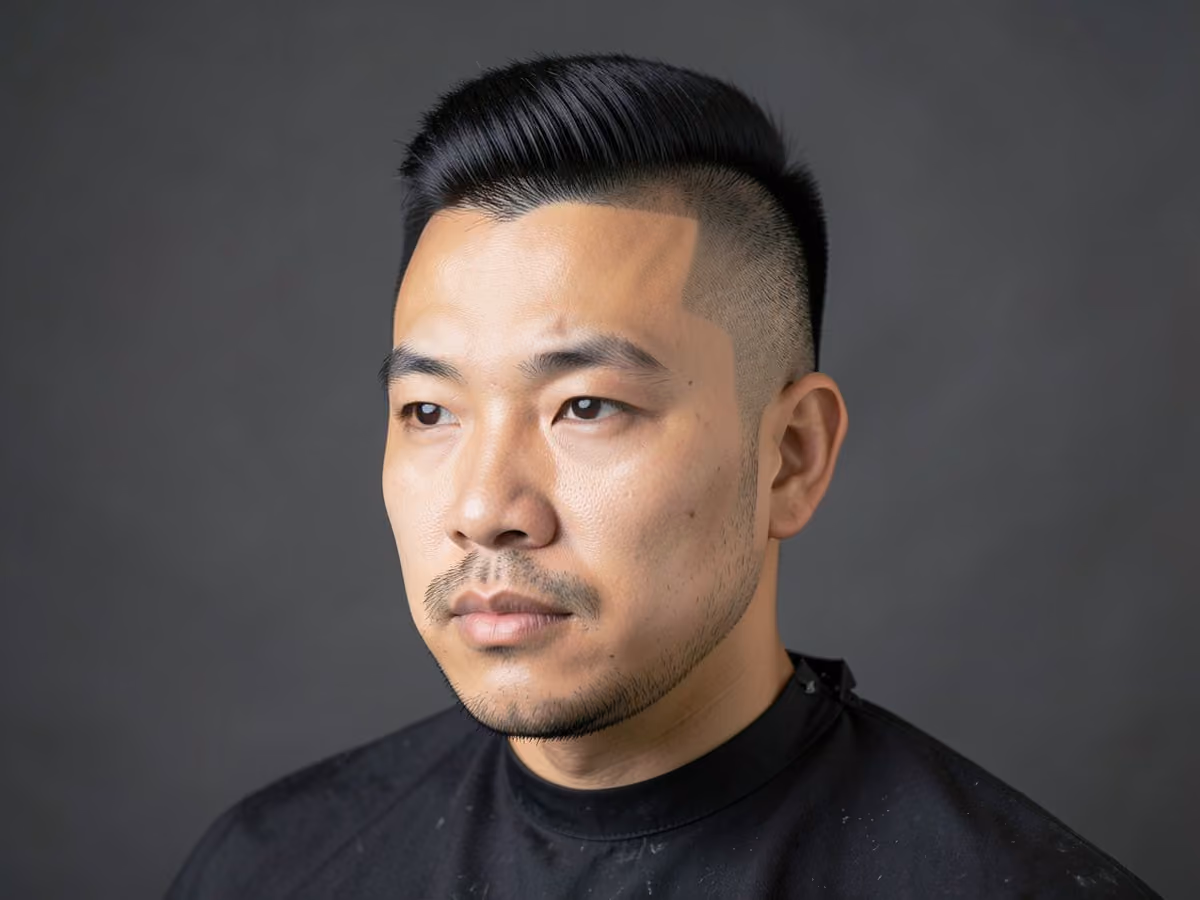 Man with a faux hawk with shaved sides