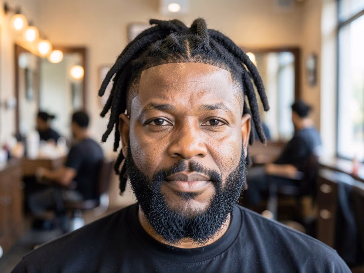Man with a locs with shaved sides haircut