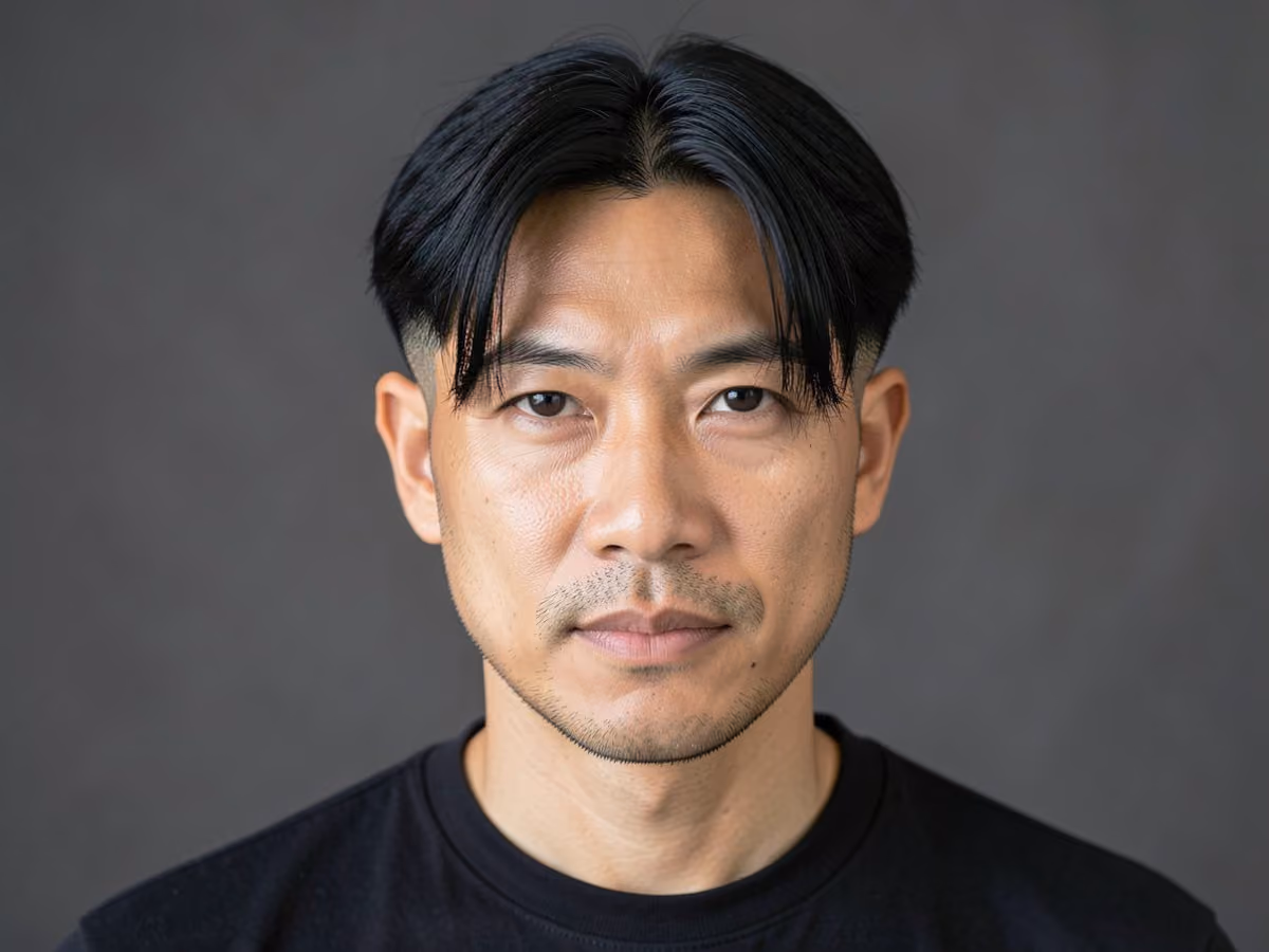 Man with a middle part with shaved sides