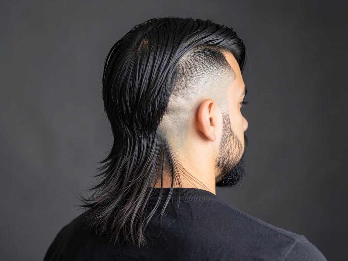 Man with a mullet with shaved sides