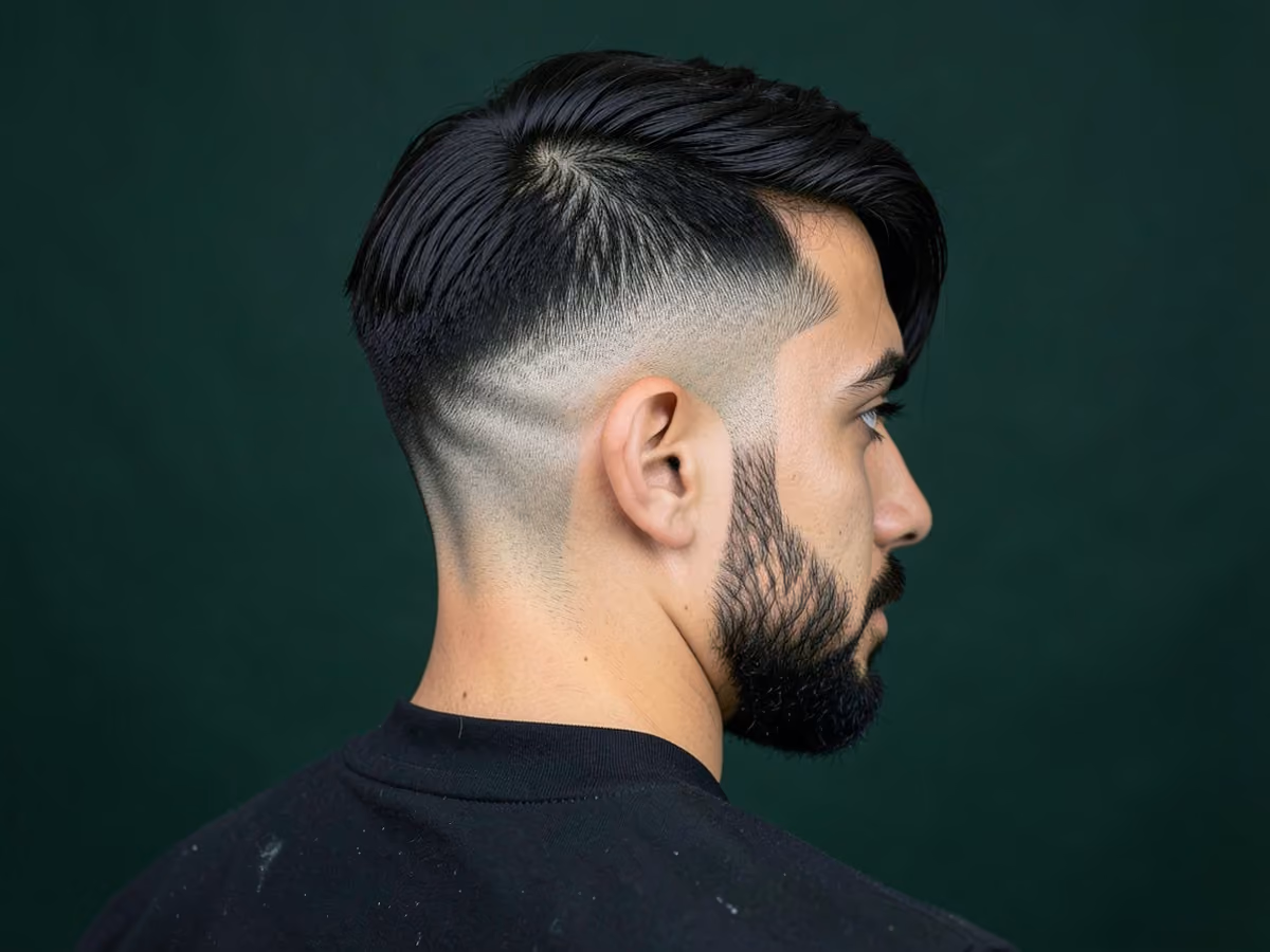 Man with an one side shaved haircut