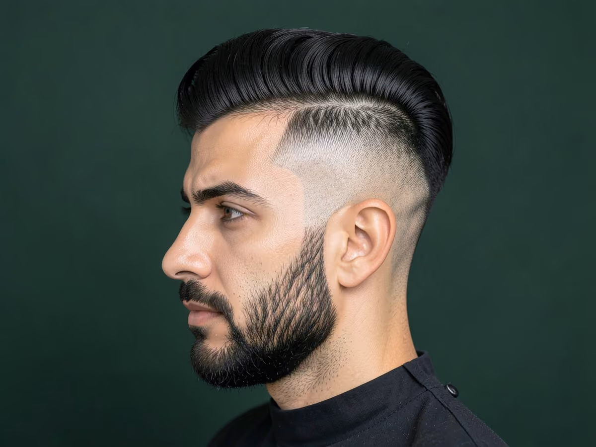 Man with a quiff with shaved sides
