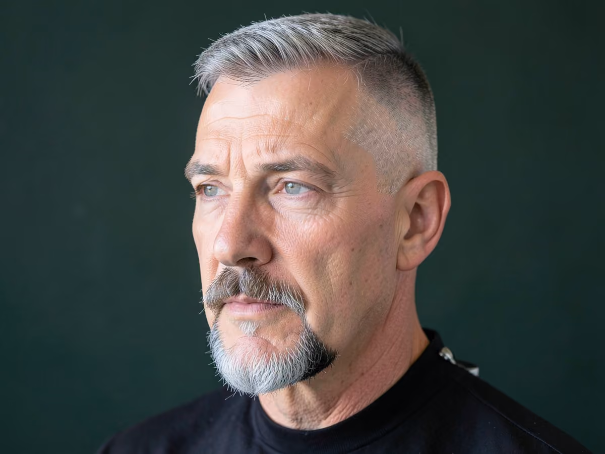 Man with a shaved sides with van dyke haircut