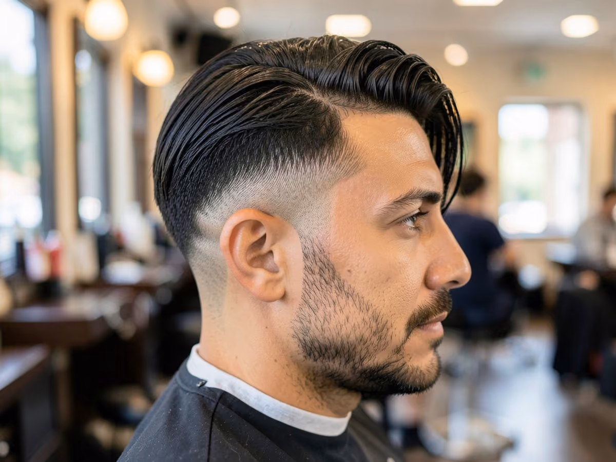 Man with a side-swept top with shaved sides
