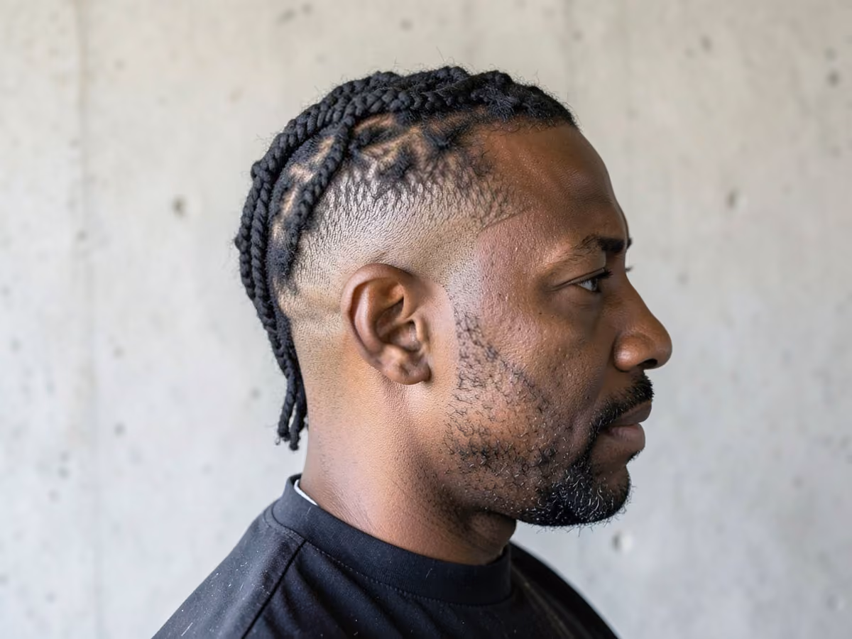 Man with a twists with shaved sides haircut