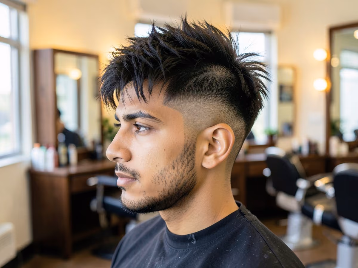 Man with a wolf cut with shaved sides