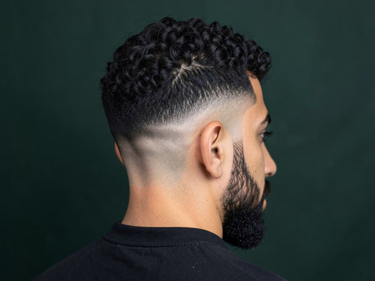 Man with a short curls with skin fade