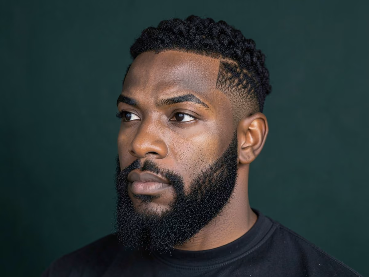 Man with a short curly hair for black men