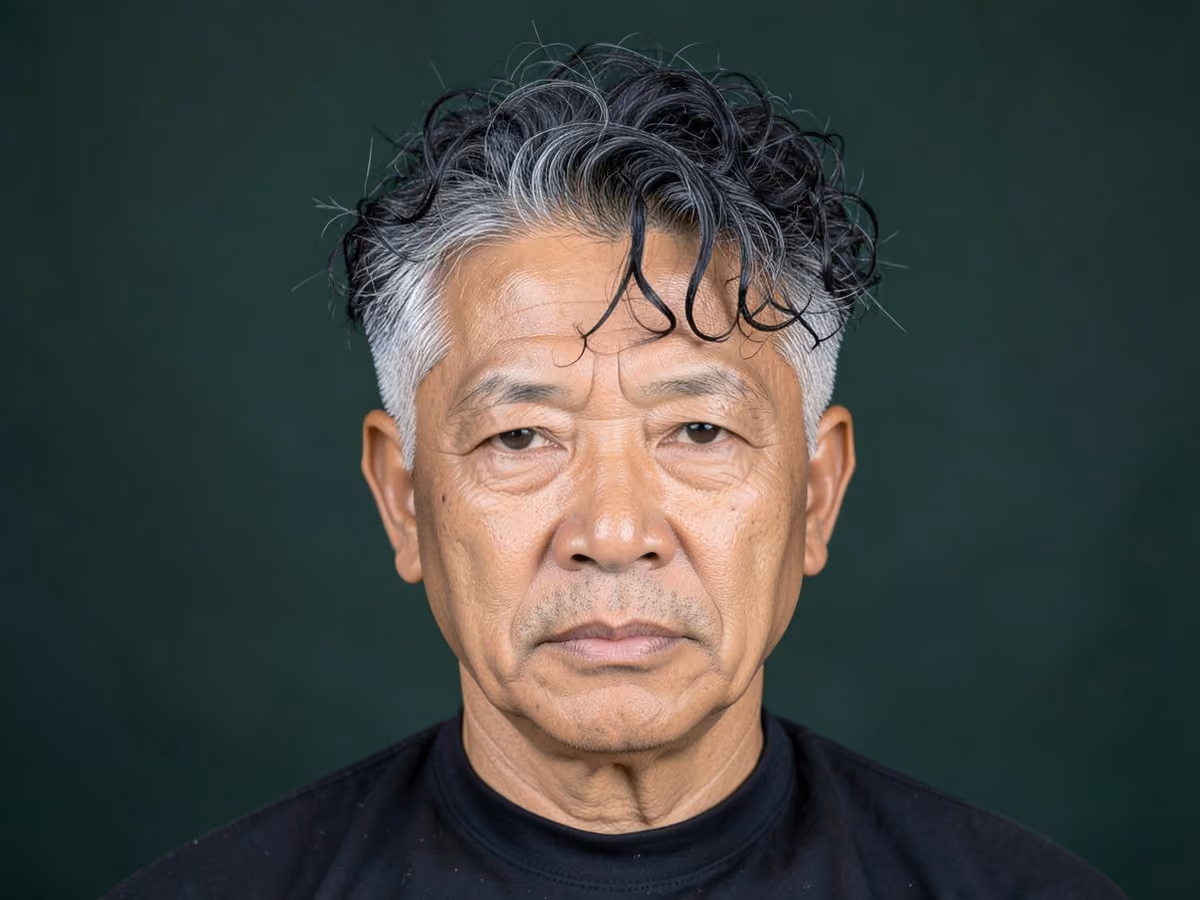 Man with a short messy curls haircut