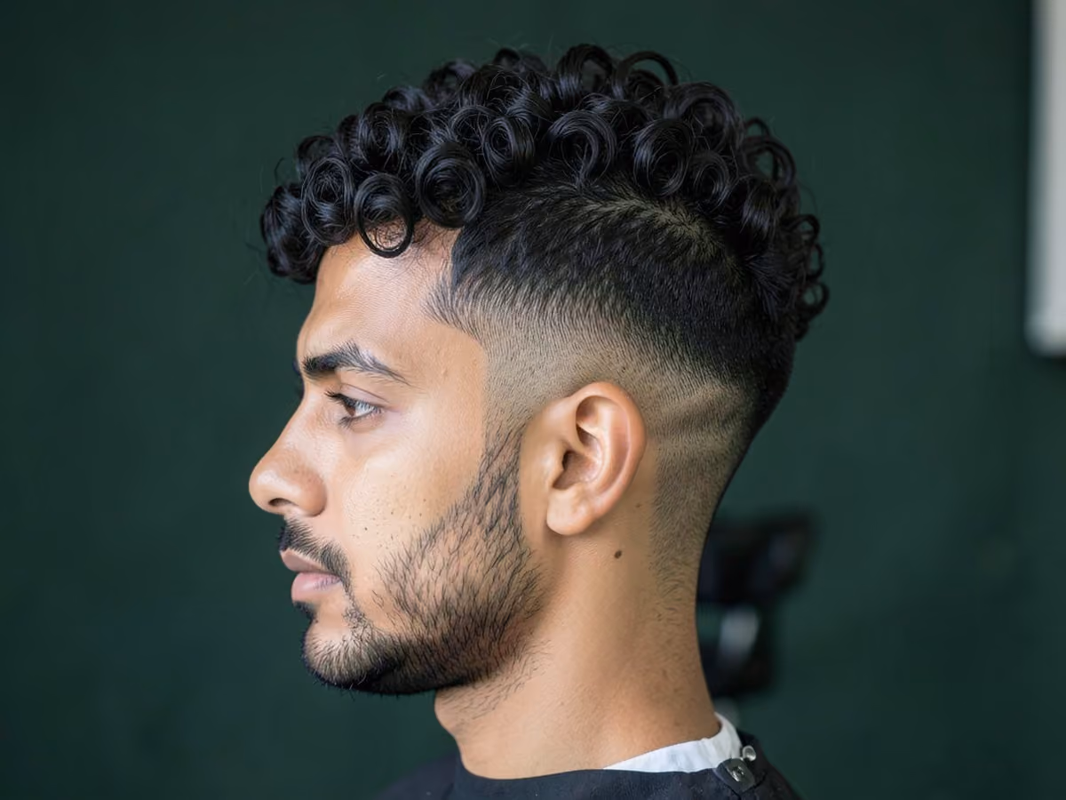 Man with a short spiral curls haircut