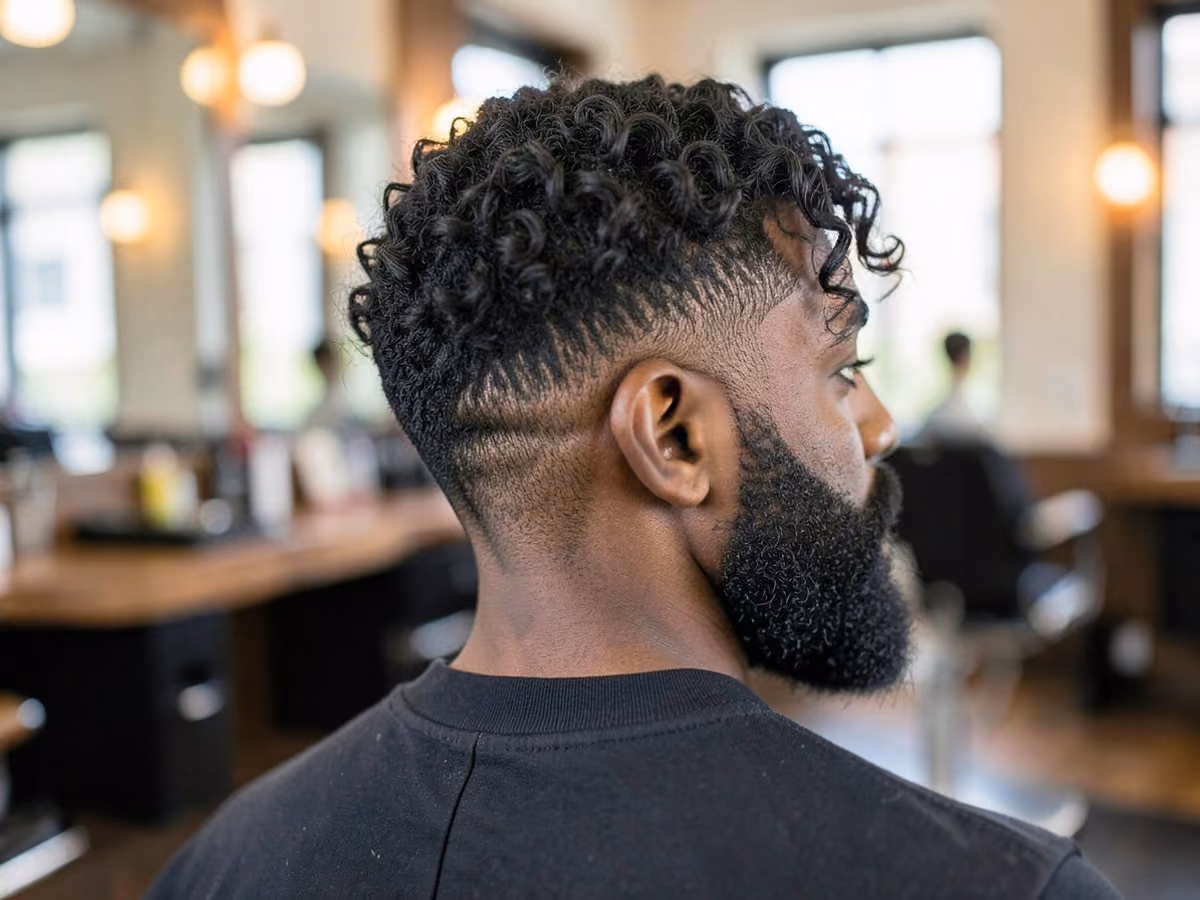 Man with a short wavy curls haircut
