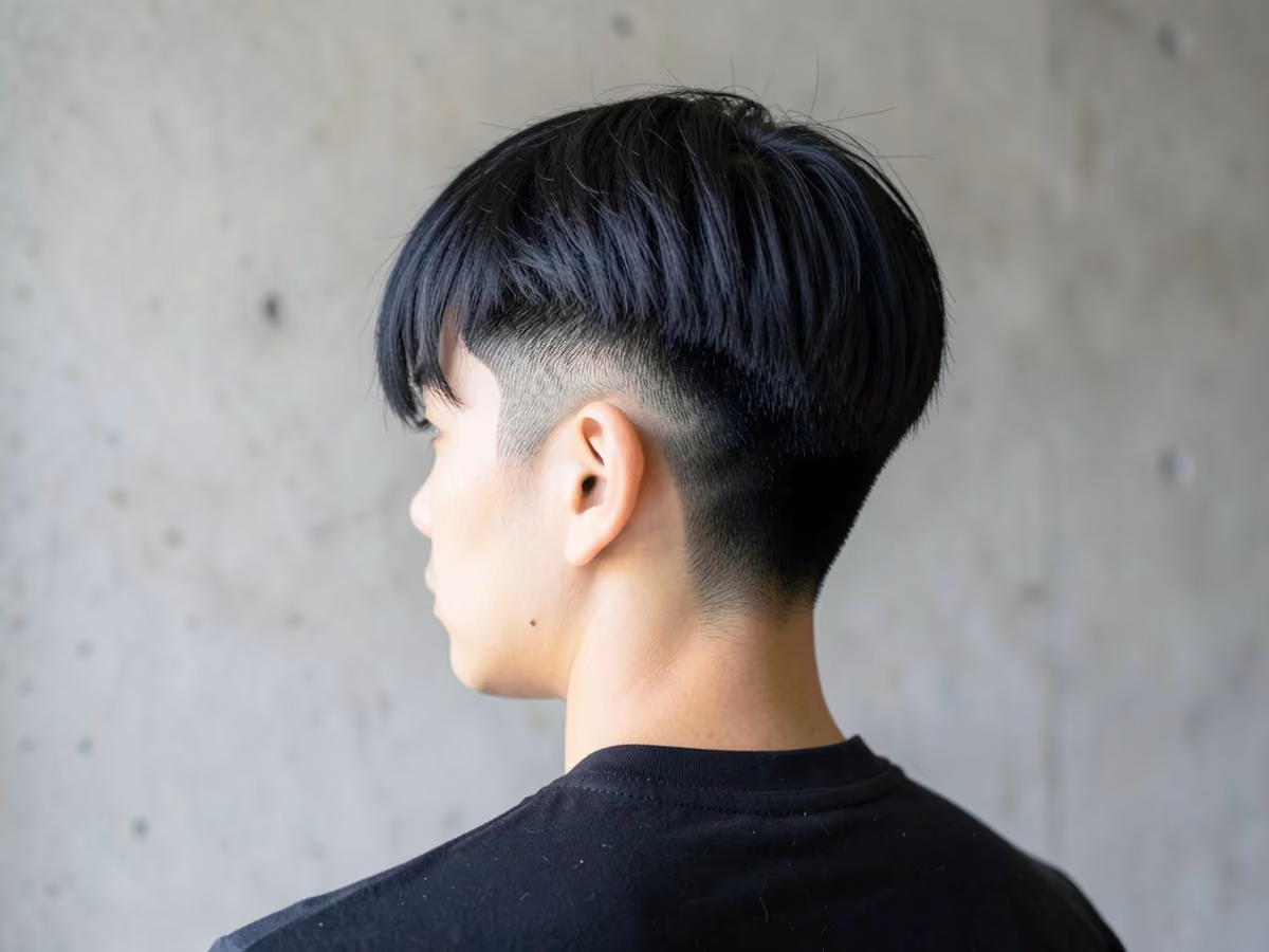 Man with an asian short sides long top