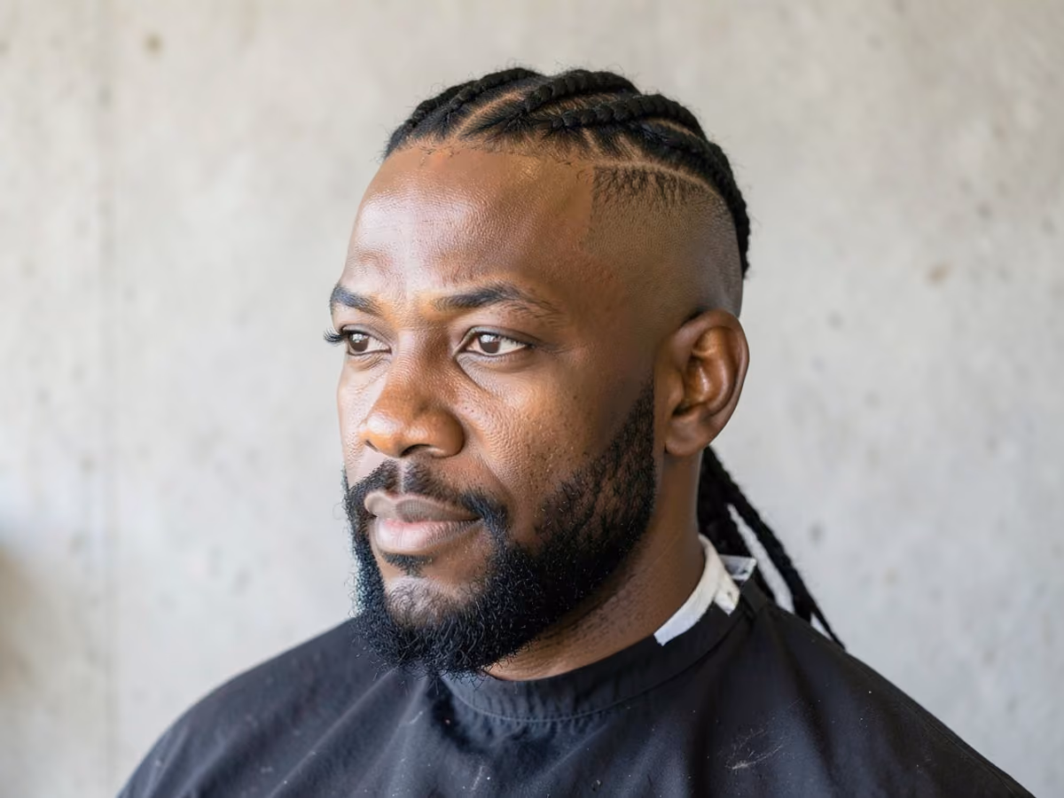 Man with a cornrows with shaved sides haircut