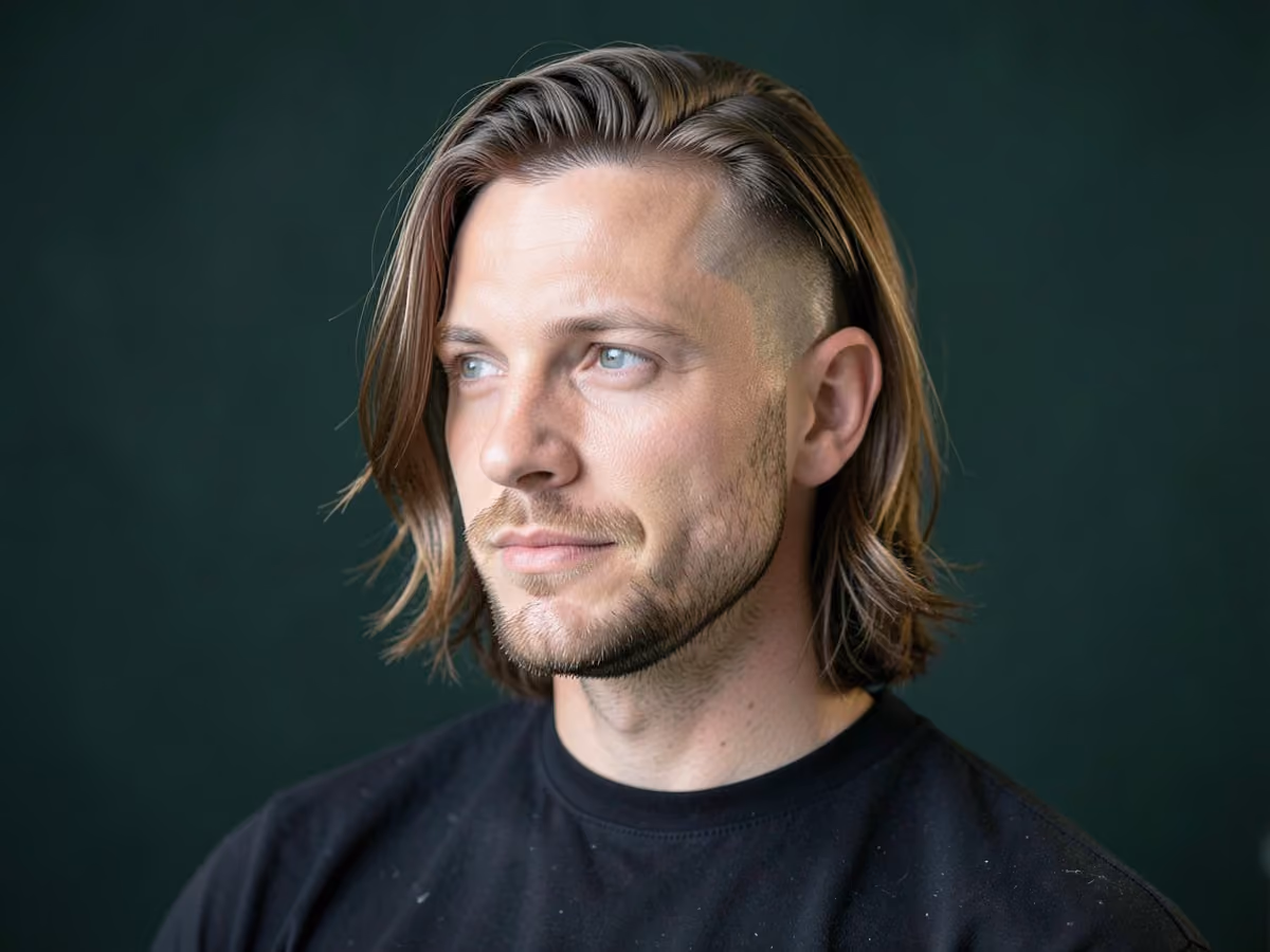 Man with a long hair with shaved sides