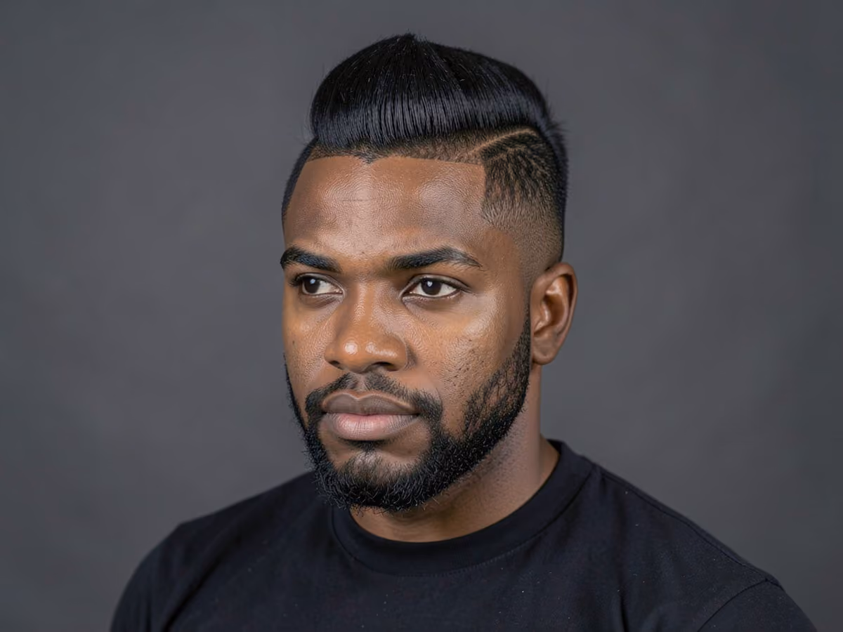 Man with a long top faux hawk