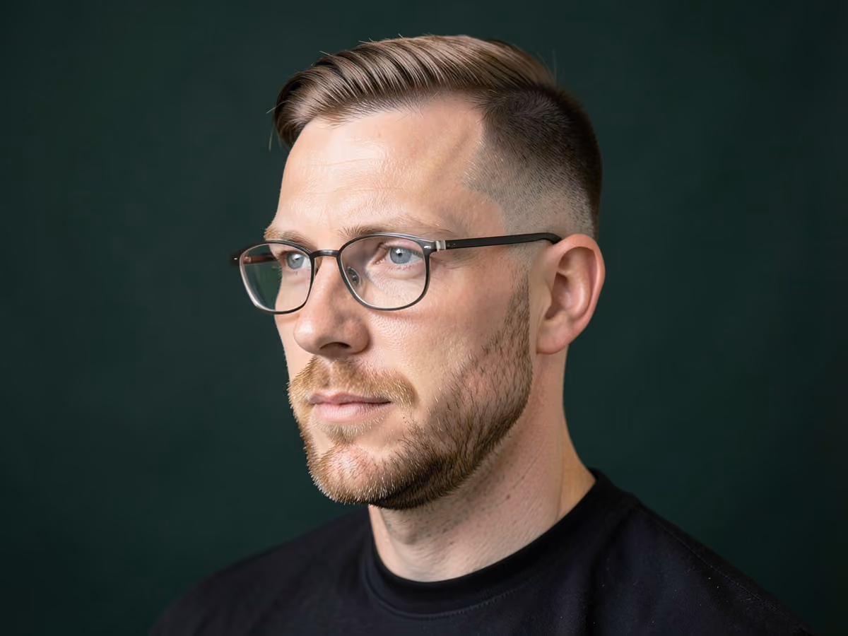 Man with a long top for glasses wearers