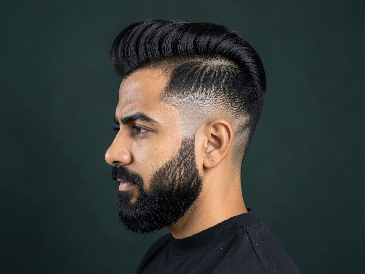 Man with a long top for round faces