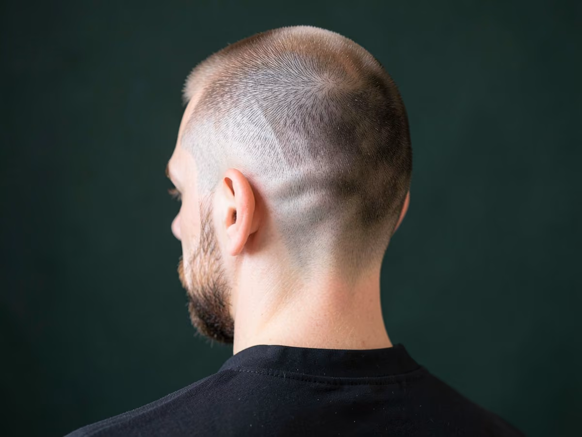 Man with a long top with buzzed sides