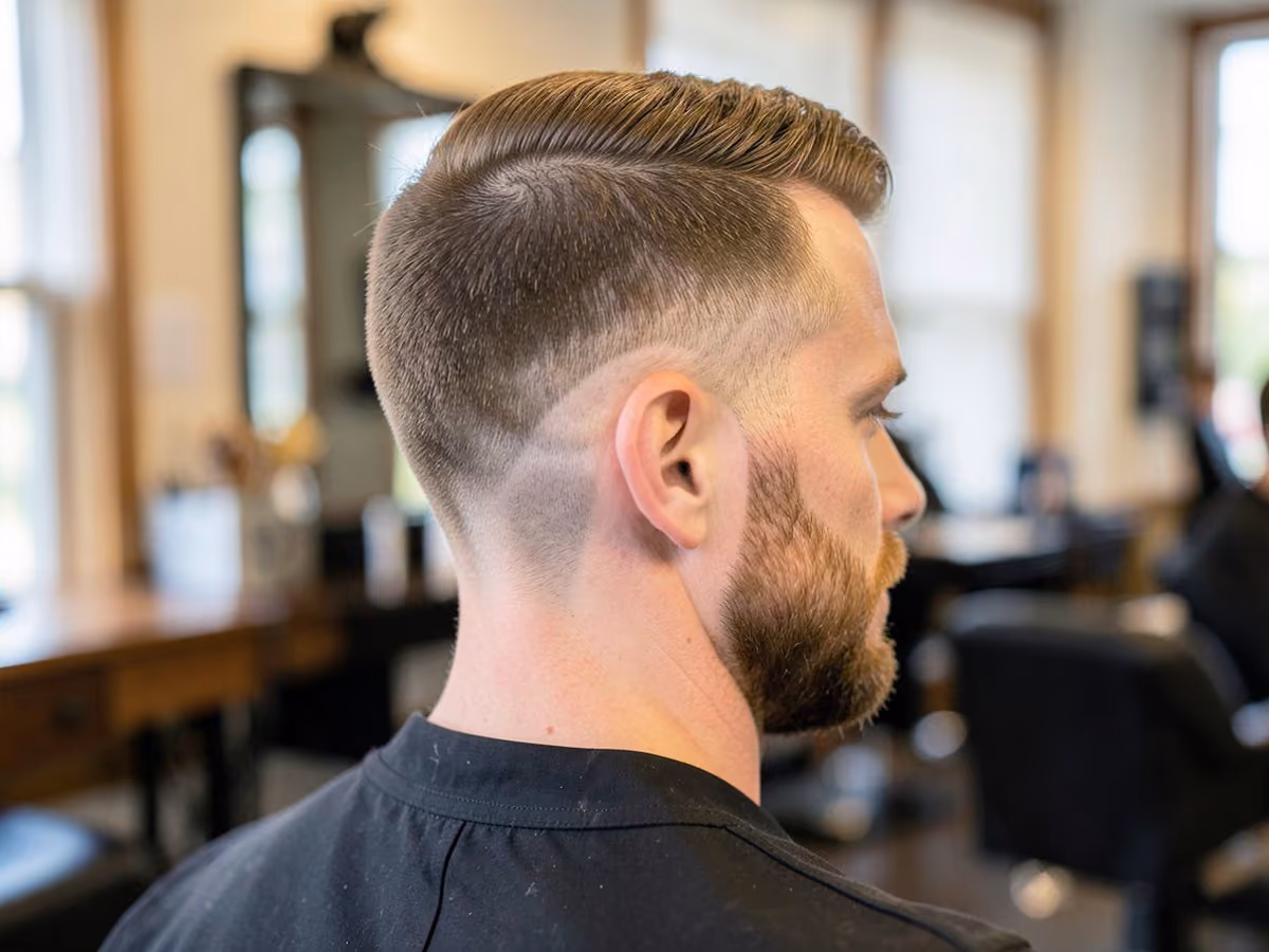 Man with a long top with drop fade
