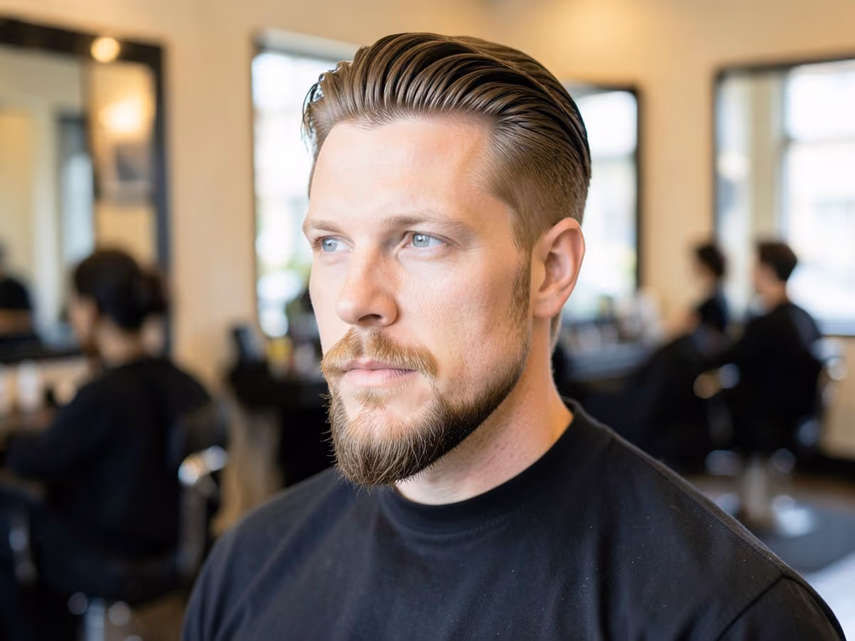 Man with a long top with goatee