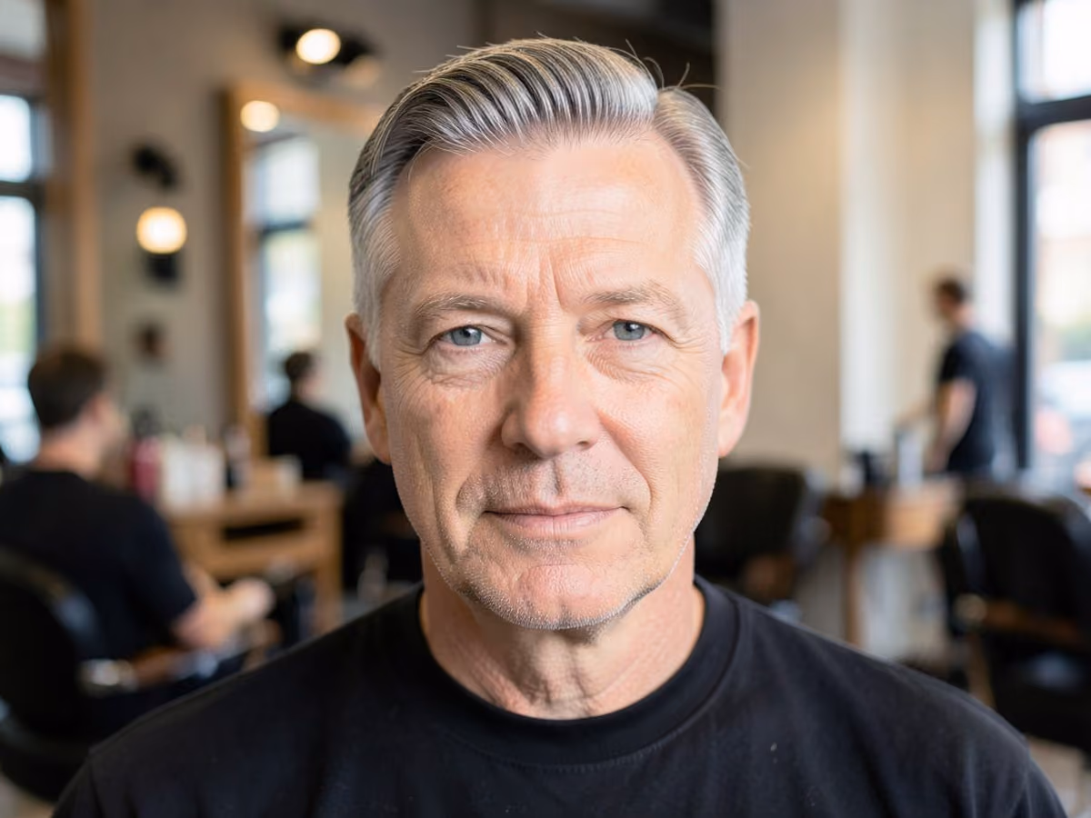Man with a long top with high skin fade
