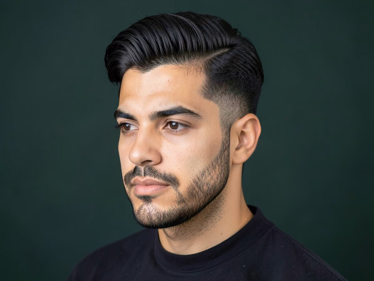 Man with a long top with stubble