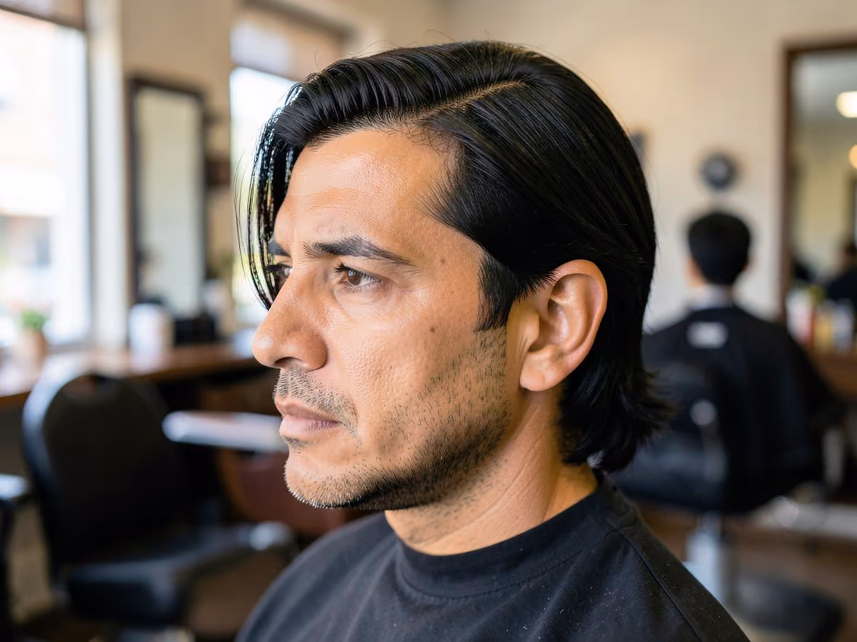 Man with a side swept long top