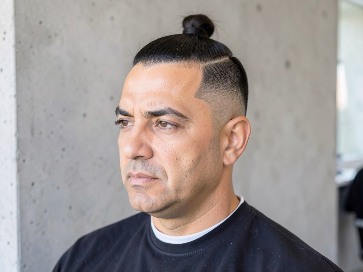 Man with a top knot undercut