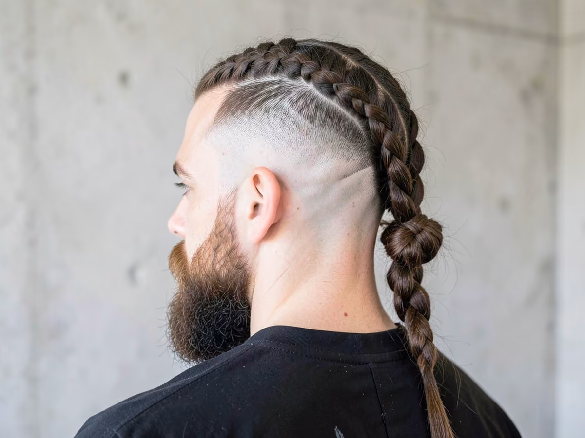 Man with a viking undercut with braids