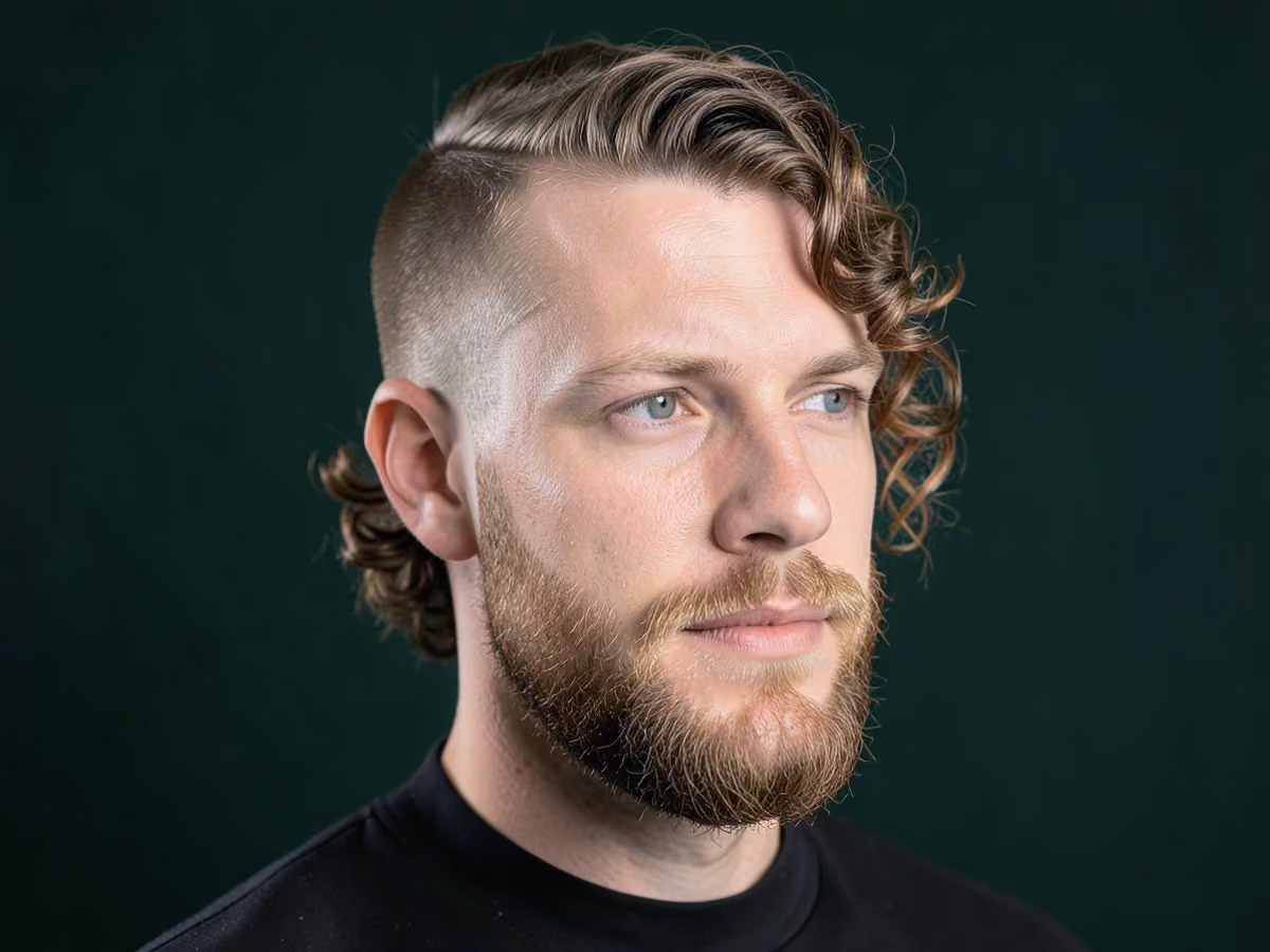 Man with a curly sideburns haircut