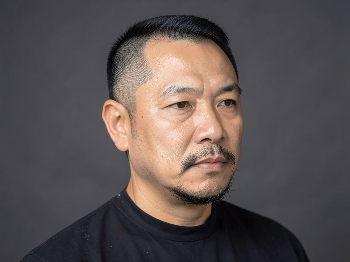 Man with a faded sideburns