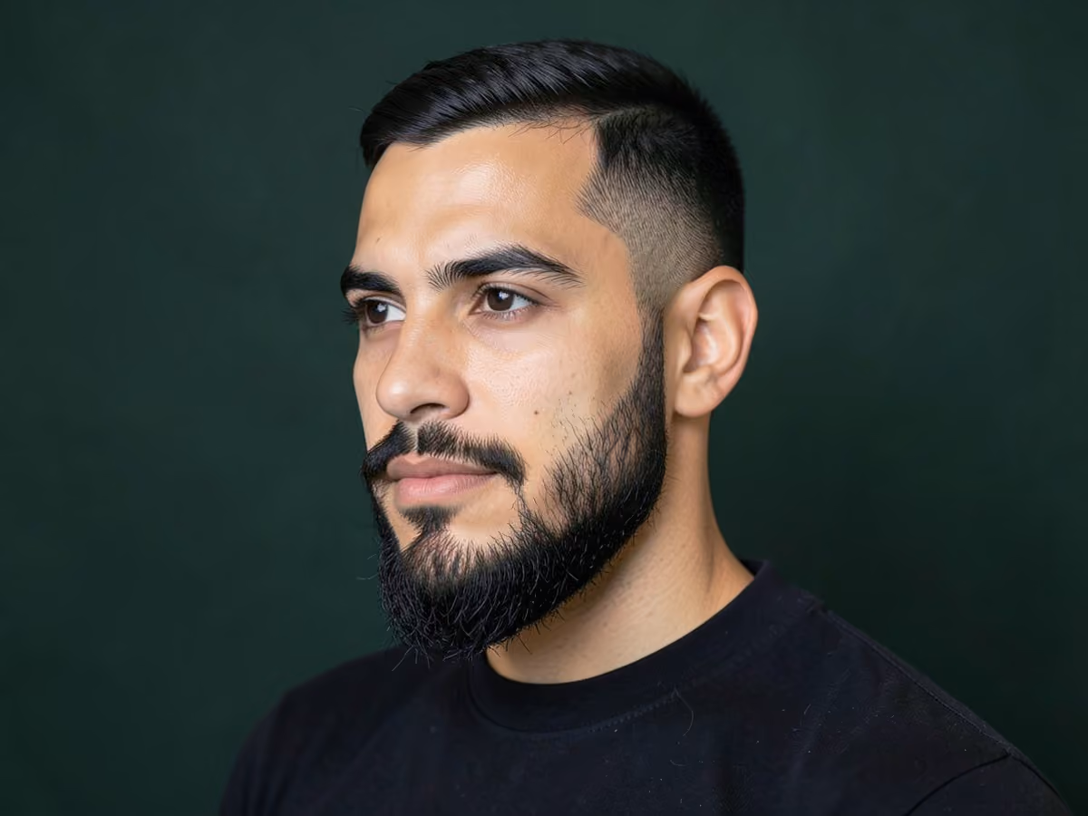 Man with a long sideburns haircut