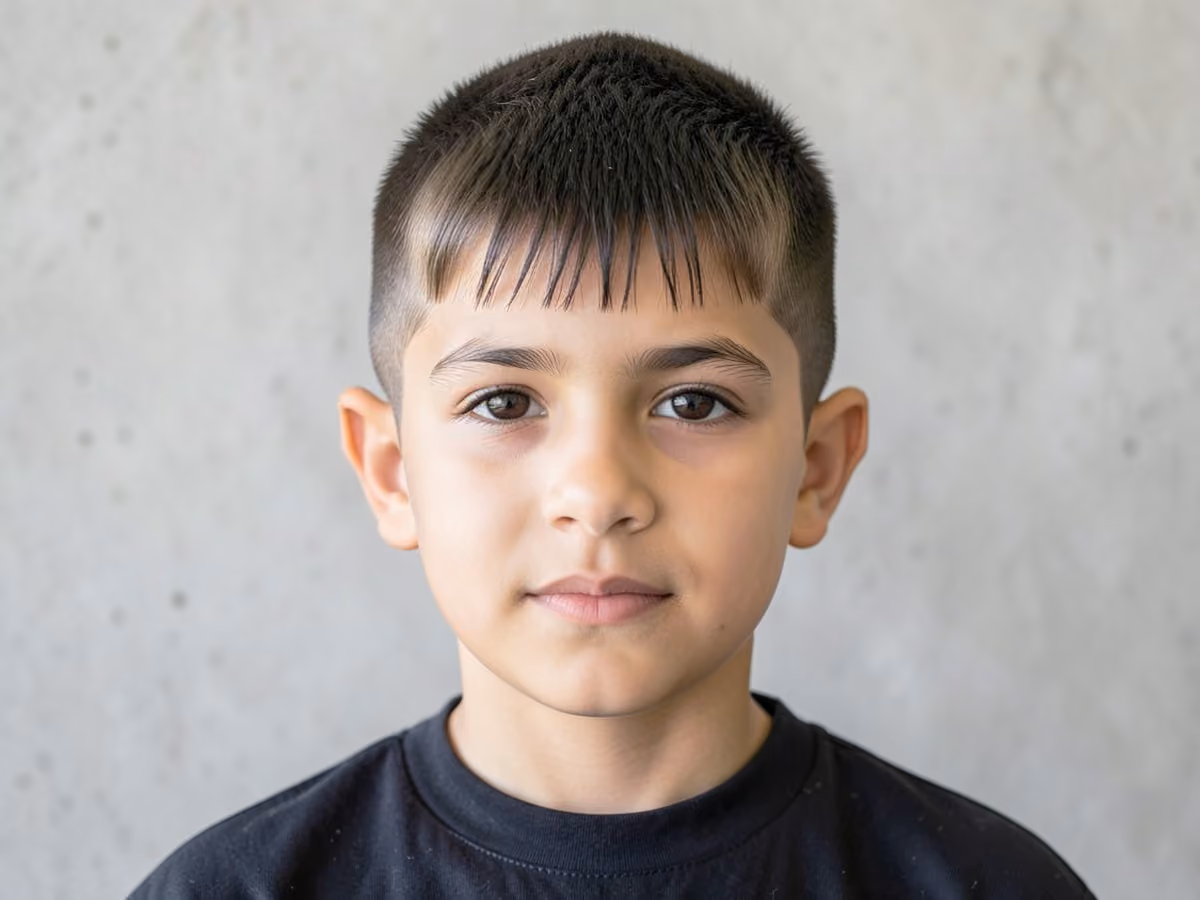 Boy with a boys skater haircut