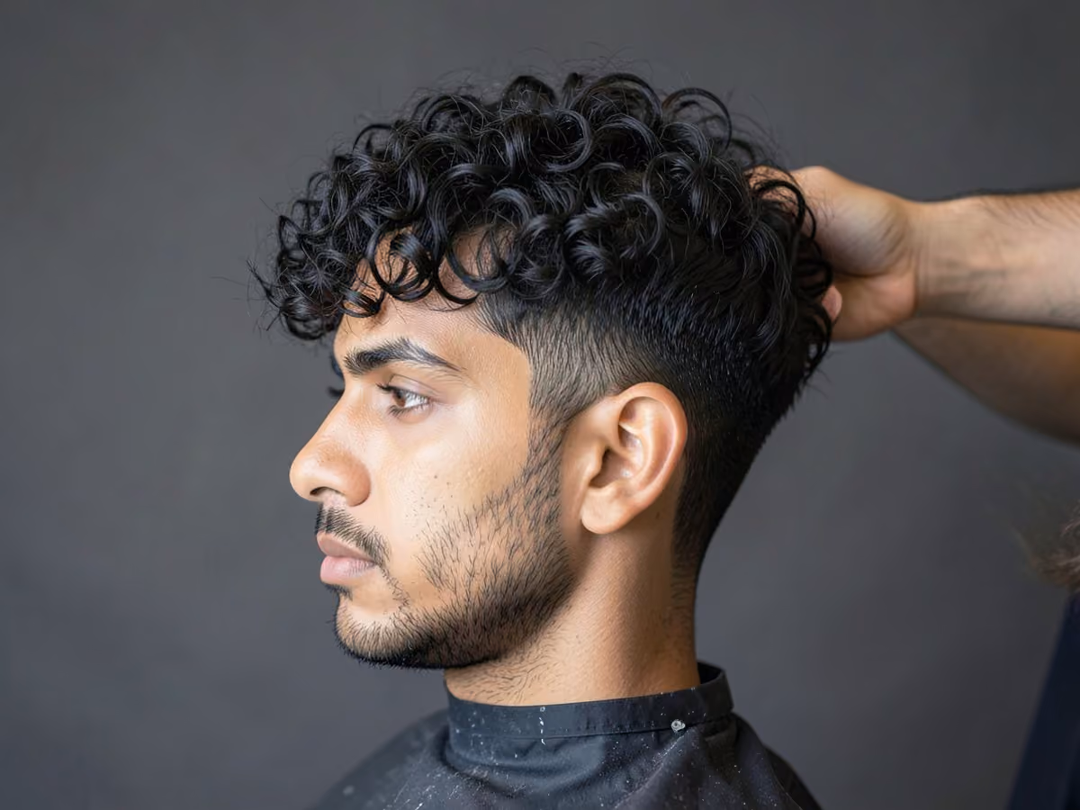 Man with a curly skater hair