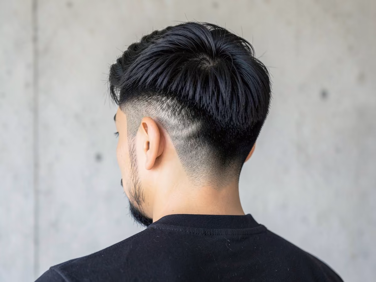 Man with a fine hair skater cut