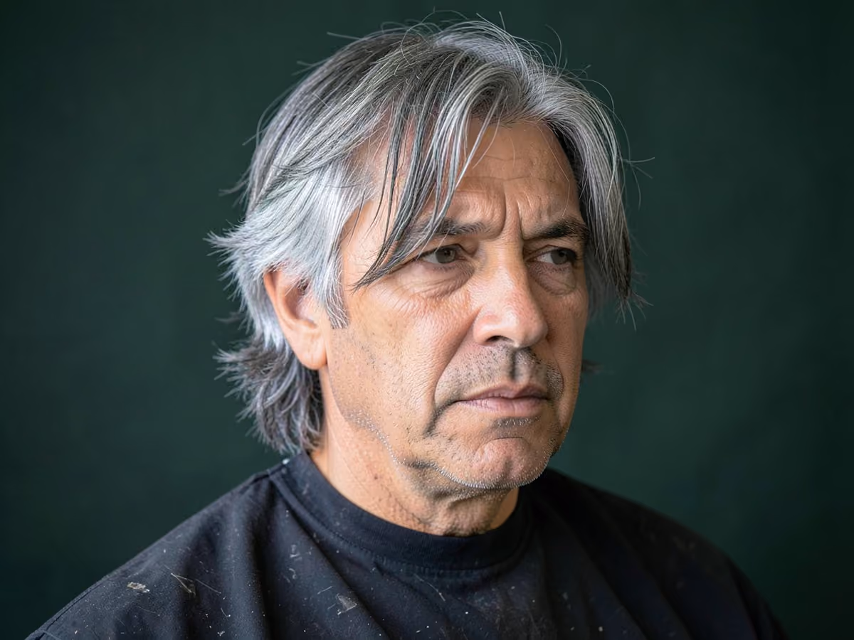 Man with a grunge skater hair