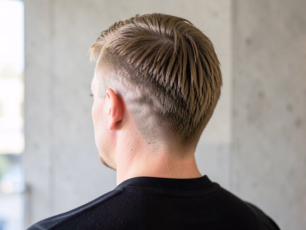Man with a skater baby mullet