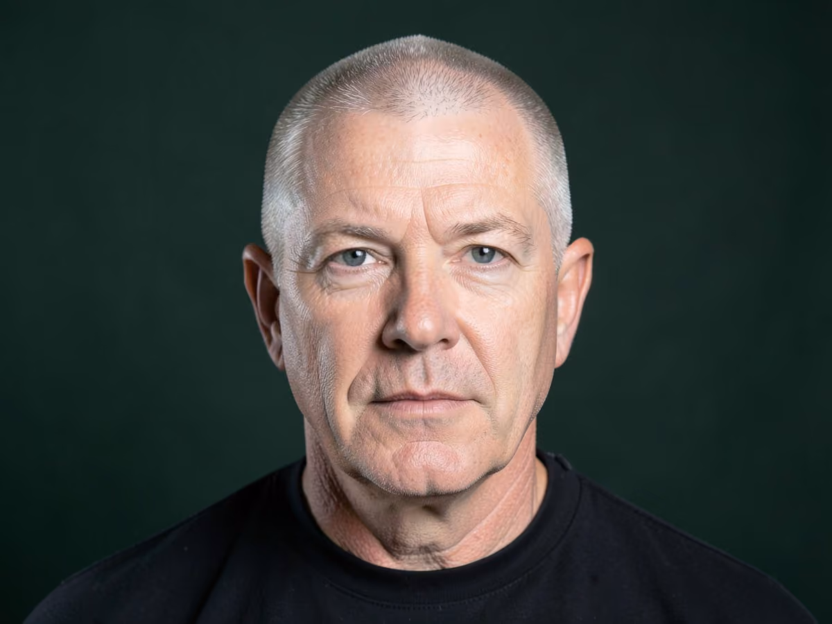 Man with a skater buzz cut