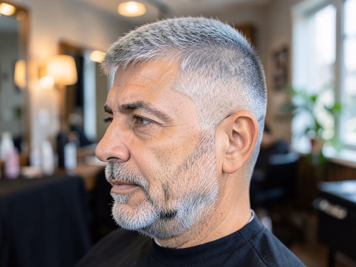 Man with a skater french crop haircut