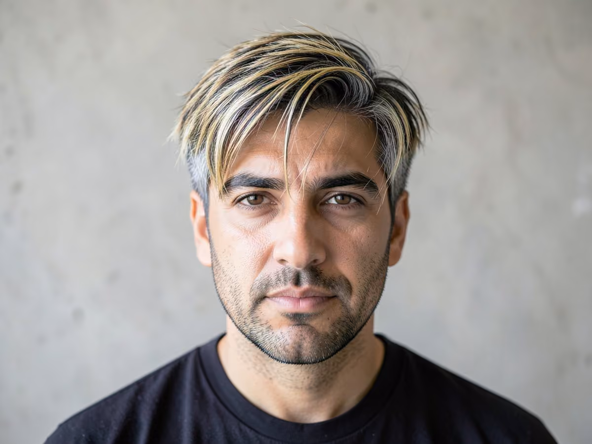 Man with a skater hair with highlights