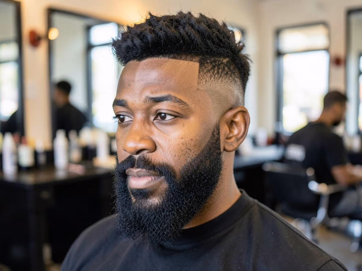 Man with a skater hair with mid fade