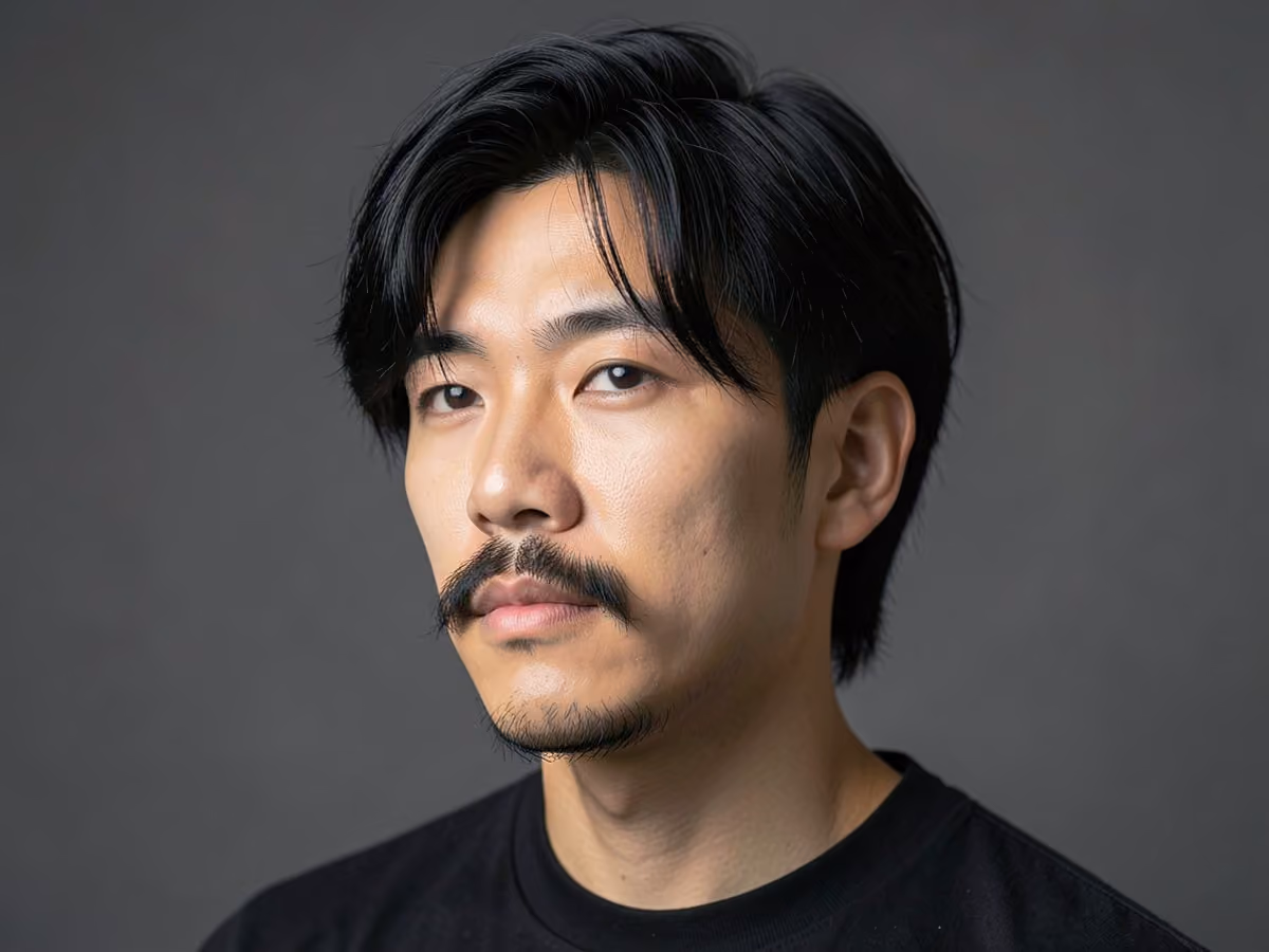 Man with a skater hair with mustache