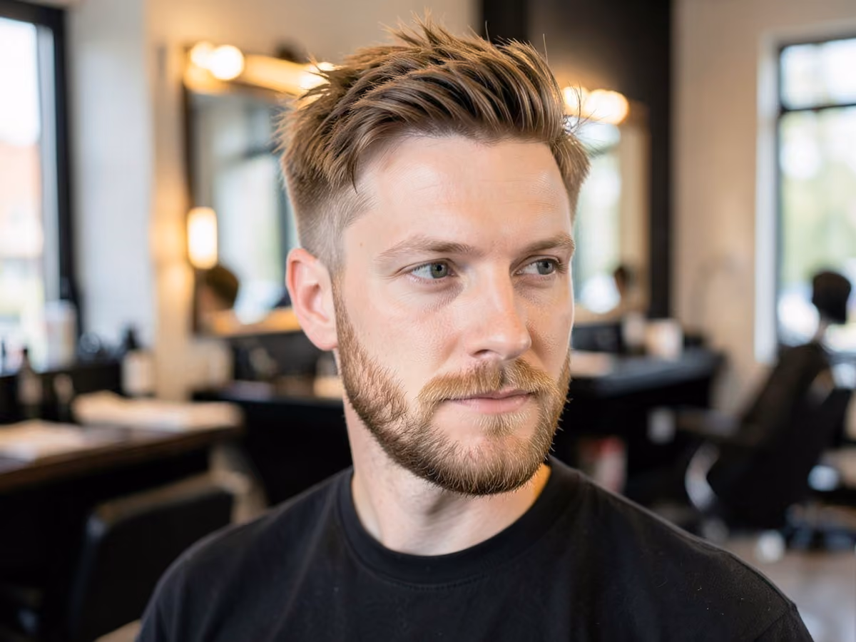 Man with a skater hair with short beard