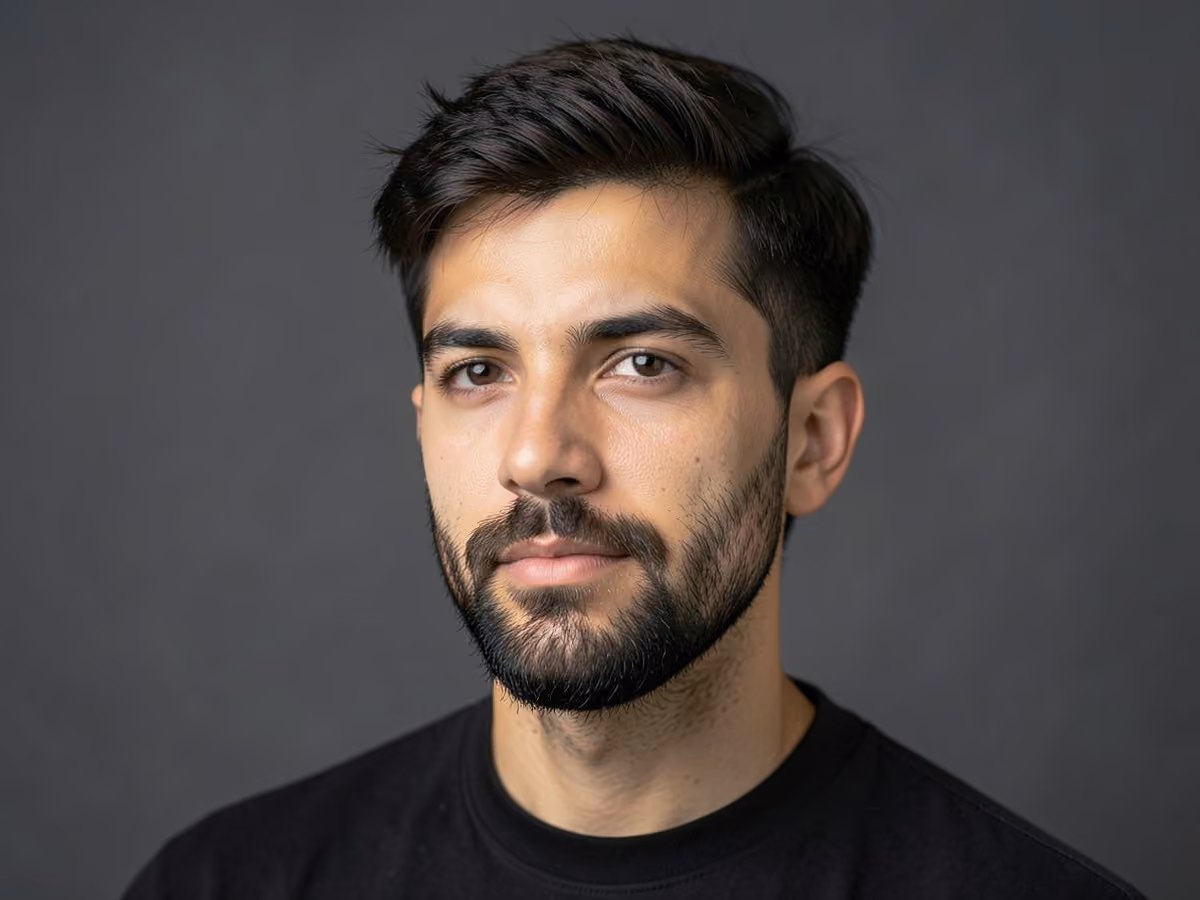 Man with a skater hair with stubble
