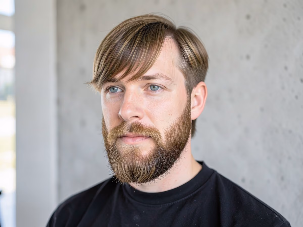 Man with a skater middle part