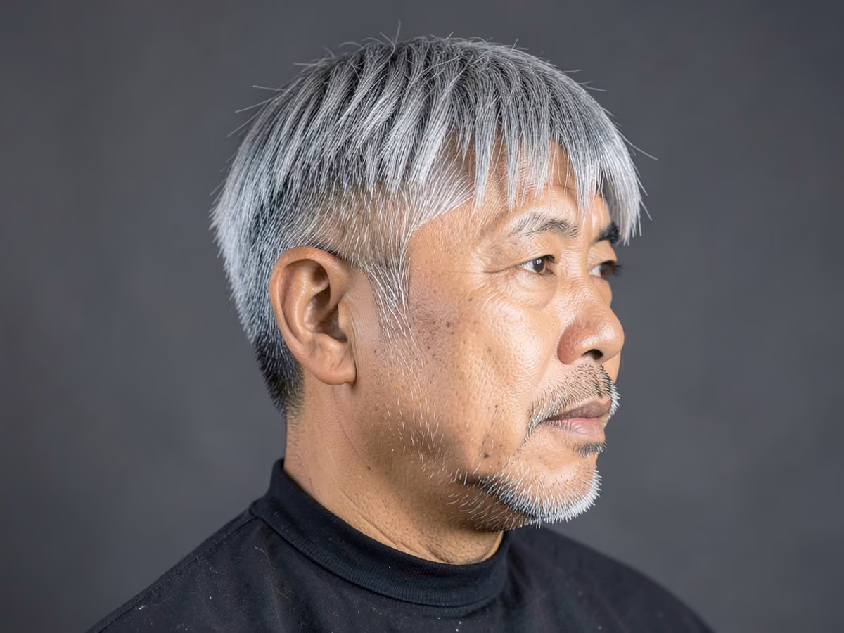 Man with a straight skater hair