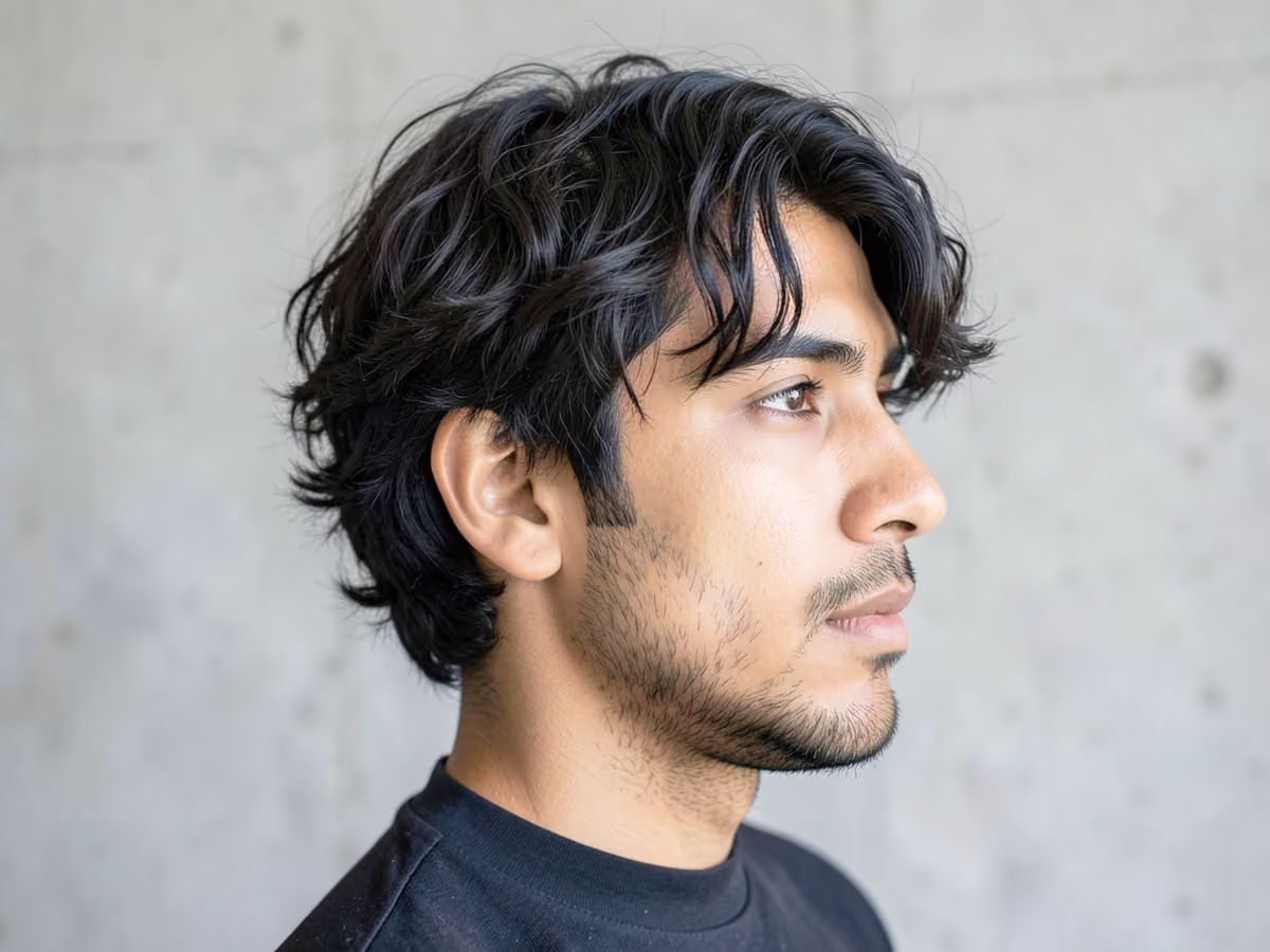 Man with a wavy skater hair