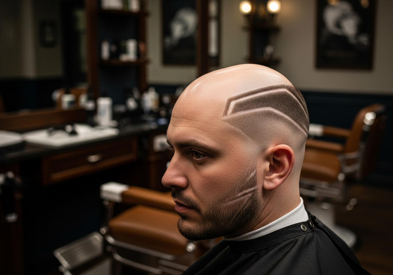 Skin Fade with Line Design 2026 - Custom Line Pattern Sharp Skin Bald Fade