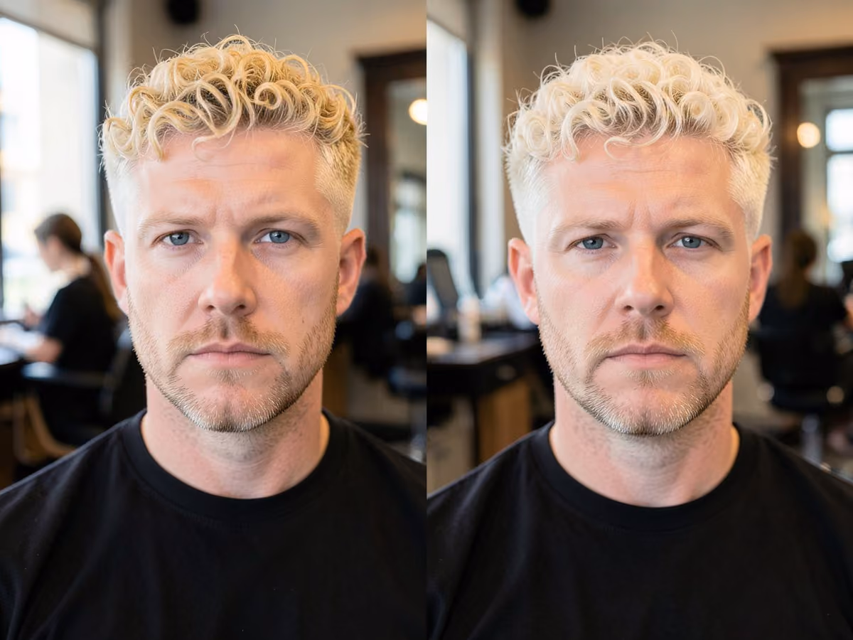 Man with a bleached curls with skin fade