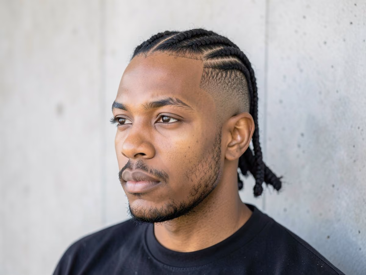 Man with a braids with skin fade